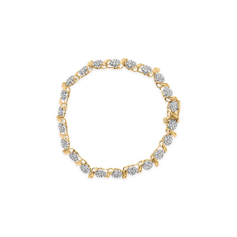 Bids.com 10K Yellow Gold 2.00 Cttw Round Cut Diamond 'S' Cluster Bracelet (J-K Color, I1-I2 Clarity) Bracelets