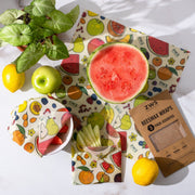 ZeroWasteStore.com Beeswax Wraps Food Wraps Lavender Fruit / 3-Pack Assorted + Bread Wrap,Fruit / 3-Pack Assorted