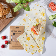 ZeroWasteStore.com Beeswax Wraps Food Wraps Light Gray Honeycomb / 3-Pack Large