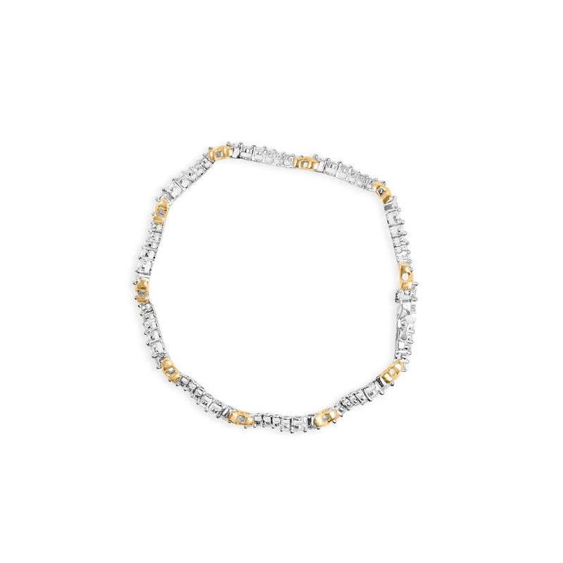 Bids.com 10K Two-Tone 2.00 Cttw Diamond "X" and Wave Link Bracelet (H-I Color, I1-I2 Clarity) - 7" Inches Bracelets