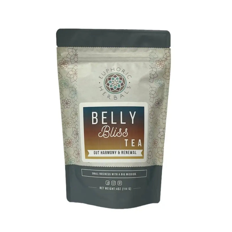 Euphoric Herbals Belly Bliss Gut Renewal Tea Herbal Tea White Smoke 30 Cup Servings