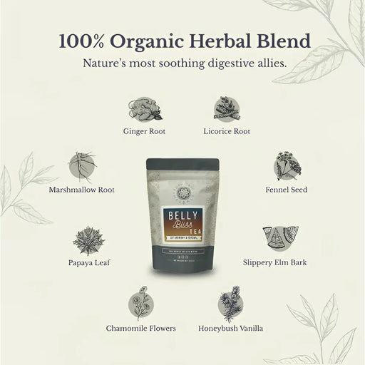 Euphoric Herbals Belly Bliss Gut Renewal Tea Herbal Tea Lavender 60 Cup Servings,30 Cup Servings