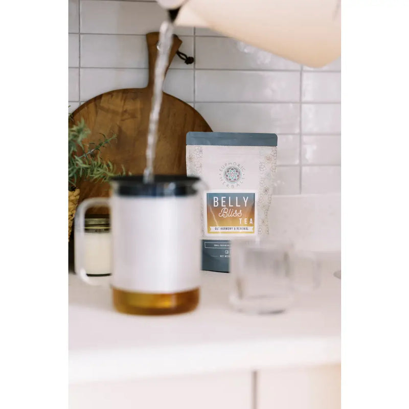 Euphoric Herbals Belly Bliss Gut Renewal Tea Herbal Tea Light Gray 60 Cup Servings,30 Cup Servings