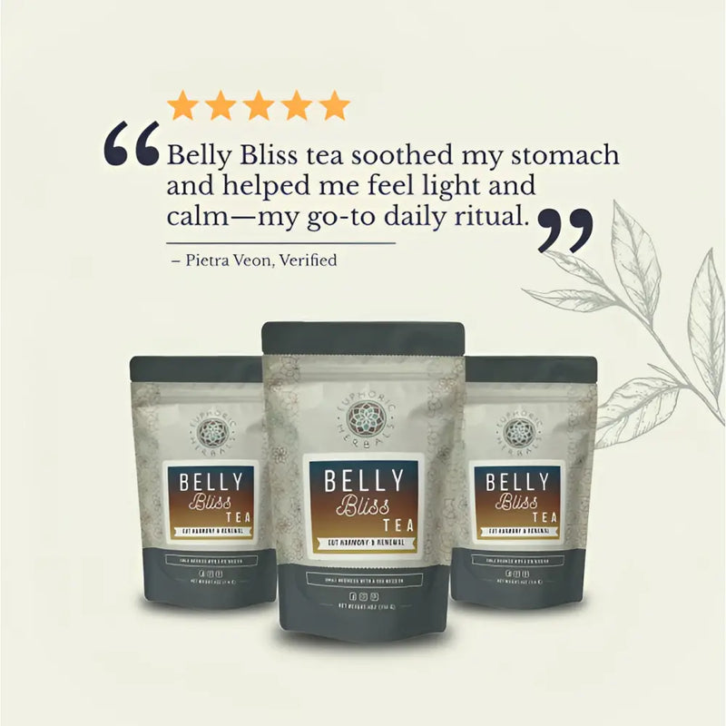 Euphoric Herbals Belly Bliss Gut Renewal Tea Herbal Tea Lavender 60 Cup Servings,30 Cup Servings
