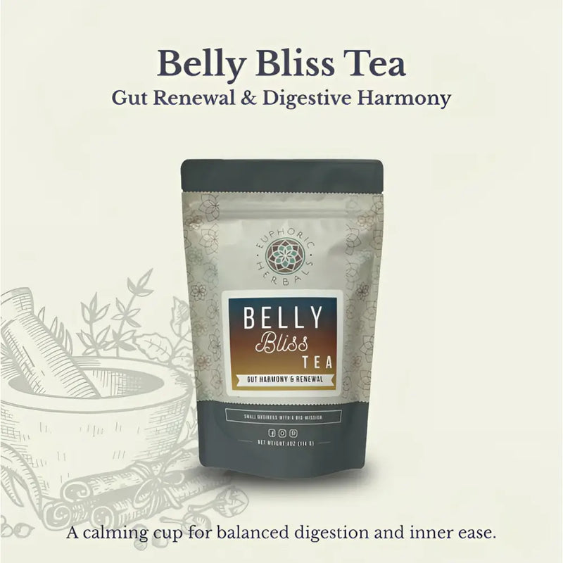 Euphoric Herbals Belly Bliss Gut Renewal Tea Herbal Tea Lavender 60 Cup Servings,30 Cup Servings
