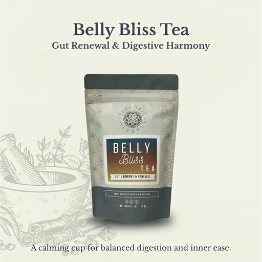 Euphoric Herbals Belly Bliss Gut Renewal Tea Herbal Tea Lavender 60 Cup Servings,30 Cup Servings