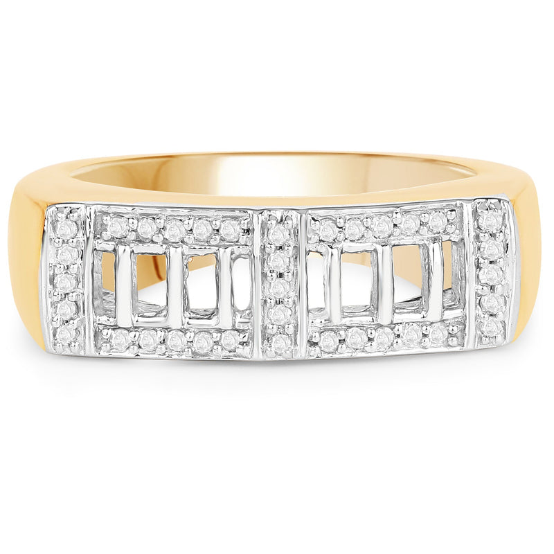 Bids.com 14K Yellow Gold Plated 0.19 Carat Genuine White Diamond .925 Sterling Silver Ring Rings