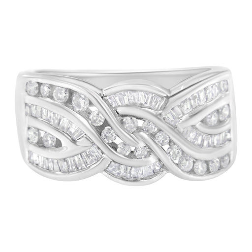 Bids.com 10K White Gold Diamond Bypass Ring (1 Cttw, H-I Color, I1-I2 Clarity) - Size 6-3/4 Rings