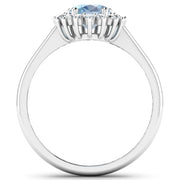 Bids.com 1.62 Carat Genuine Aquamarine and White Diamond 14K White Gold Ring Rings