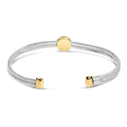 Bids.com 18K Yellow Gold Plated .925 Sterling Silver Diamond Accent  and Fleur Di Lis Medallion Bangle Bracelet (I-J Color, SI1-SI2 Clarity) - 7.25 Inches Bracelets