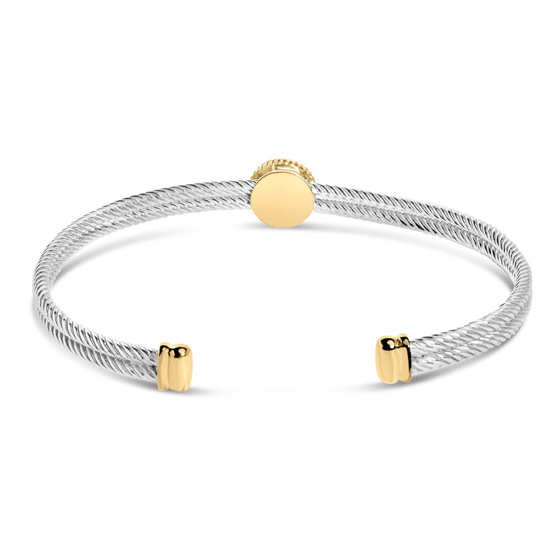 Bids.com 18K Yellow Gold Plated .925 Sterling Silver Diamond Accent  and Fleur Di Lis Medallion Bangle Bracelet (I-J Color, SI1-SI2 Clarity) - 7.25 Inches Bracelets