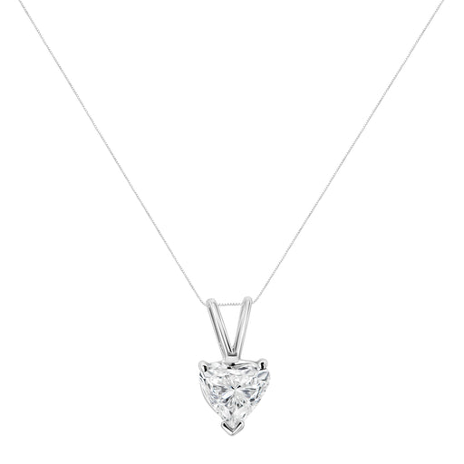 Bids.com 14K White Gold 1/5 Cttw 3-Prong Set Heart Shaped Solitaire Lab Grown Diamond 18" Pendant Necklace (F-G Color, VS2-SI1 Clarity) Necklaces