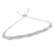 Bids.com .925 Sterling Silver 1/4 Cttw Diamond 4â€-10â€ Adjustable Bolo Alternating Square and Rectangle Bolo Bracelet (I-J Color, I3 Clarity) Bracelets