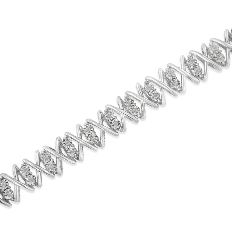 Bids.com Sterling Silver rose-cut Diamond X-Link Bracelet (1 cttw, I-J Color, I2-I3 Clarity) Bracelets