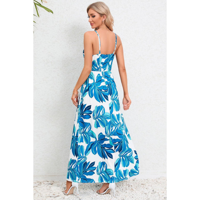 Printed Surplice Maxi Cami Dress