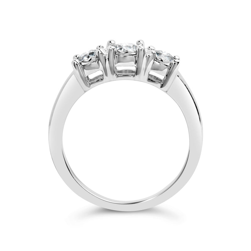 Bids.com 14K White Gold 1/2 Cttw Miracle Set Round Lab Grown Diamond Three Stone Illusion Plate Ring (F-G Color, VS1-VS2 Clarity) - Ring Size 7 Rings