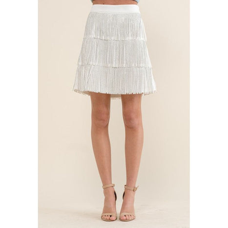 RHINESTONE SUEDE FRINGE SKIRT