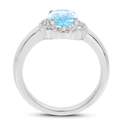 Bids.com 2.58 Carat Genuine  Blue Topaz and White Topaz .925 Sterling Silver Ring Rings