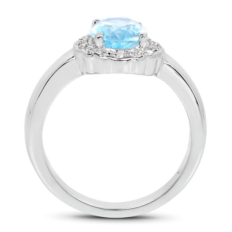 Bids.com 2.58 Carat Genuine  Blue Topaz and White Topaz .925 Sterling Silver Ring Rings