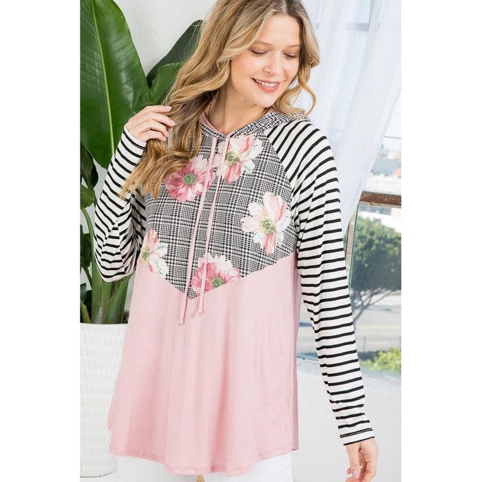 FLORAL STRIPE MIXED SWEATSHIRTS