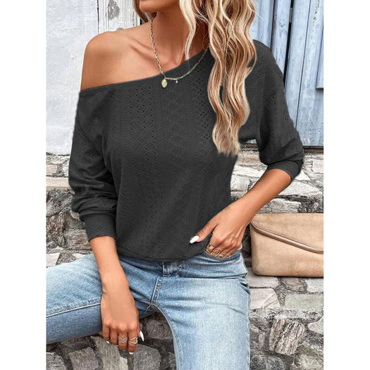 Eyelet Dropped Shoulder Blouse