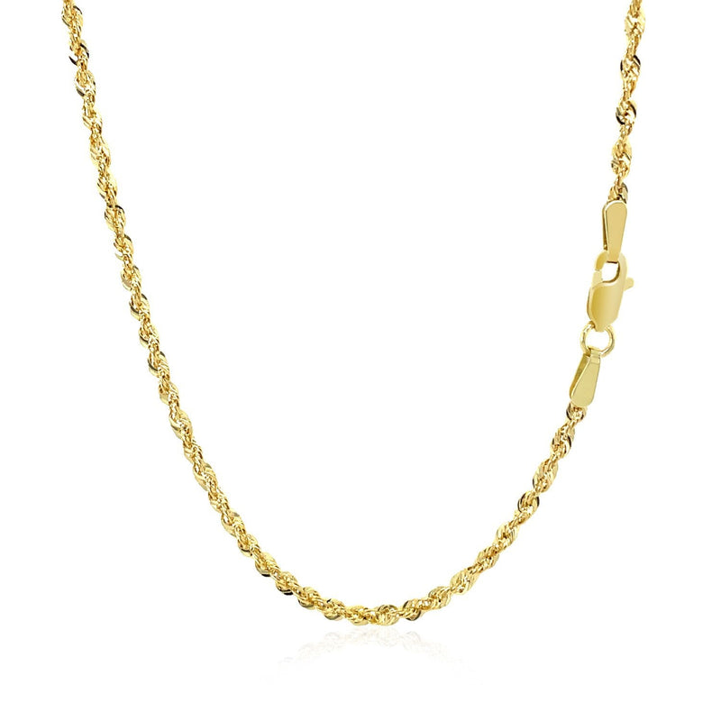 Bids.com 10K Yellow Gold Hollow Diamond Cut Rope Chain (2.00 mm) Necklaces