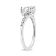 Bids.com 10K White Gold 1/4 Cttw Miracle Set Round Cut Diamond Two-Stone Ring (H-I Color, I2 Clarity) - Size 7 Rings