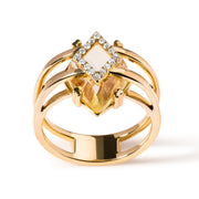 Bids.com 14K Yellow Gold 15x15 MM Marquise Cut Yellow Topaz and Diamond Accent Statement Cocktail Ring (G-H Color, SI1-SI2 Clarity) Rings