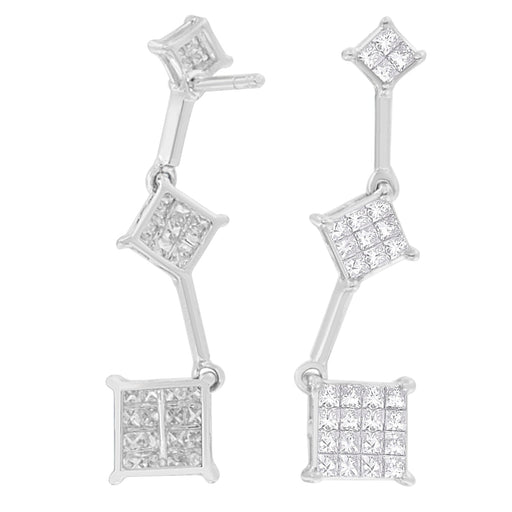 Bids.com 14K White Gold 1 cttw Princess Cut Diamond Earrings (G-H, VS1-VS2) Earrings