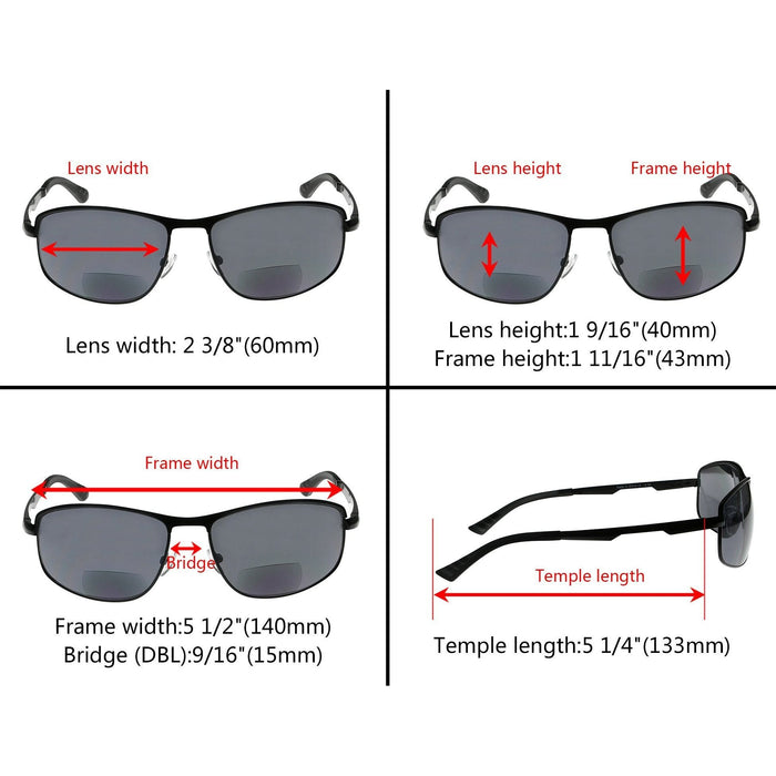 Eyekeeper.Com - Rectangle Bifocal Reading Sunglasses Outdoor Readers Sg801