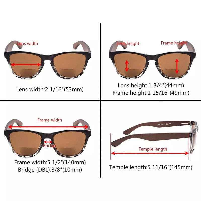 eyekeeper.com Bifocal Sunglasses with Wood Temples for Women SGH001-6 Sunglasses
