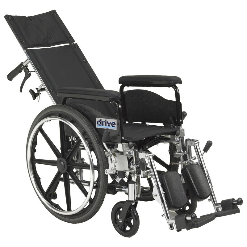 RIO Medical Supplies Viper Plus GT Full Reclining Wheelchair, Detachable Full Arms, 18" Seat