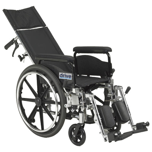 RIO Medical Supplies Viper Plus GT Full Reclining Wheelchair, Detachable Full Arms, 18" Seat