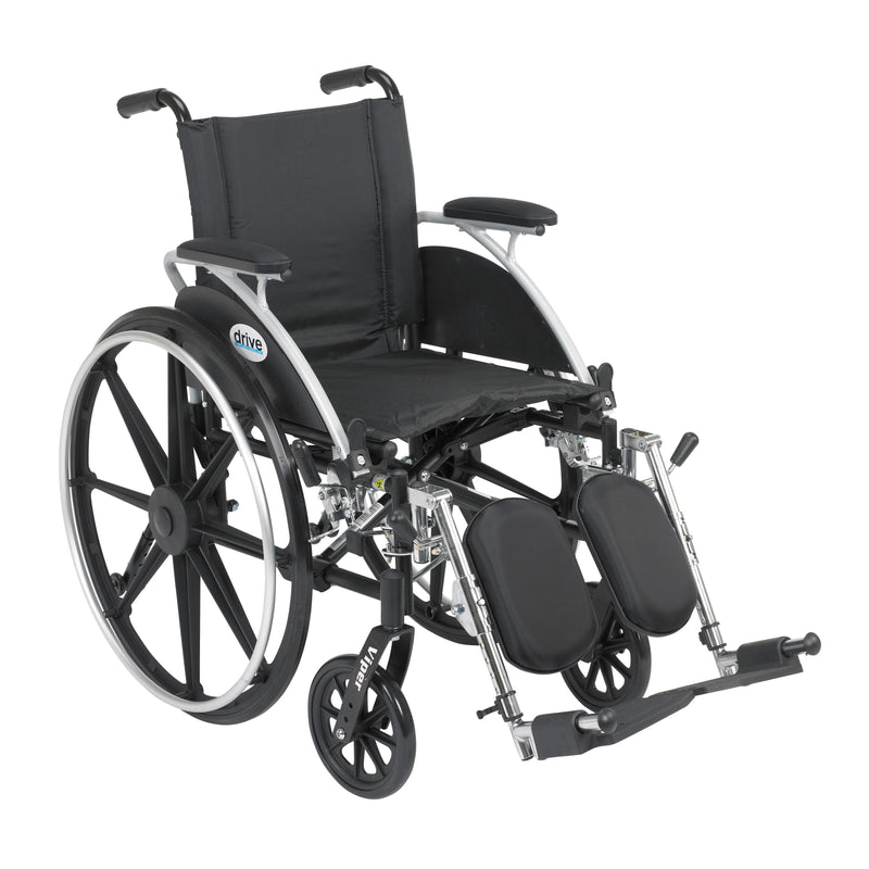 RIO Medical Supplies Viper Wheelchair with Flip Back Removable Arms, Desk Arms, Elevating Leg Rests, 14" Seat