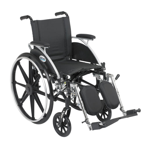 RIO Medical Supplies Viper Wheelchair with Flip Back Removable Arms, Desk Arms, Elevating Leg Rests, 14" Seat