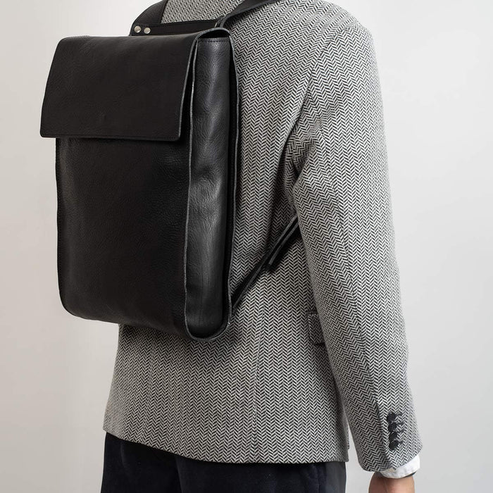 Leather laptop backpack - The Minimalist (Black) by Geometric Goods