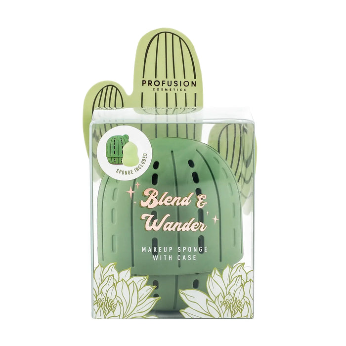 Profusion Cosmetics - Desert Sage | Blend & Wander Makeup Sponge with Cactus Case - 1oz