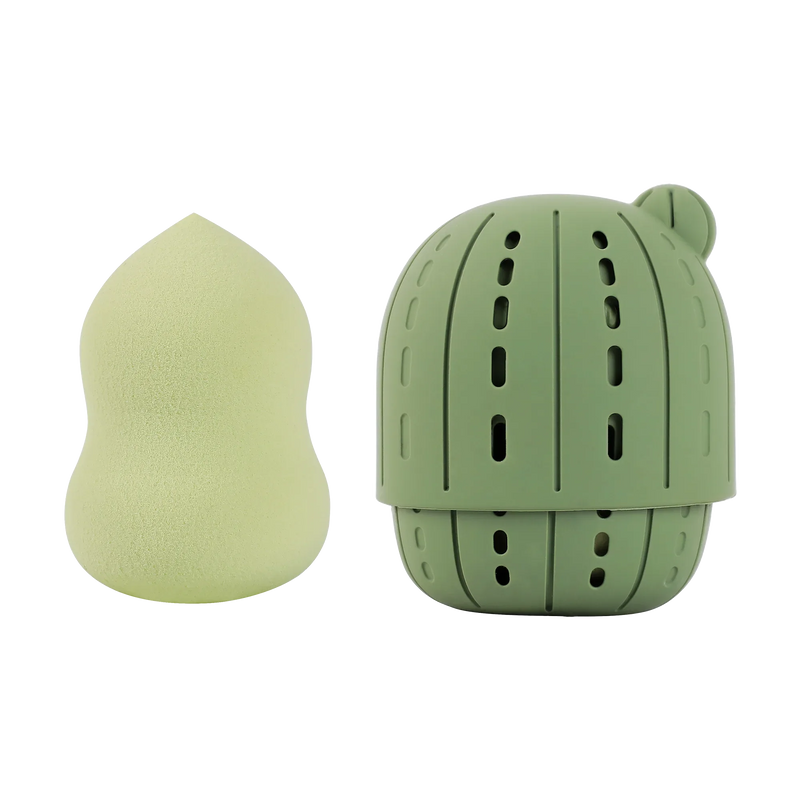 Profusion Cosmetics Desert Sage | Blend & Wander Makeup Sponge with Cactus Case Makeup Brushes