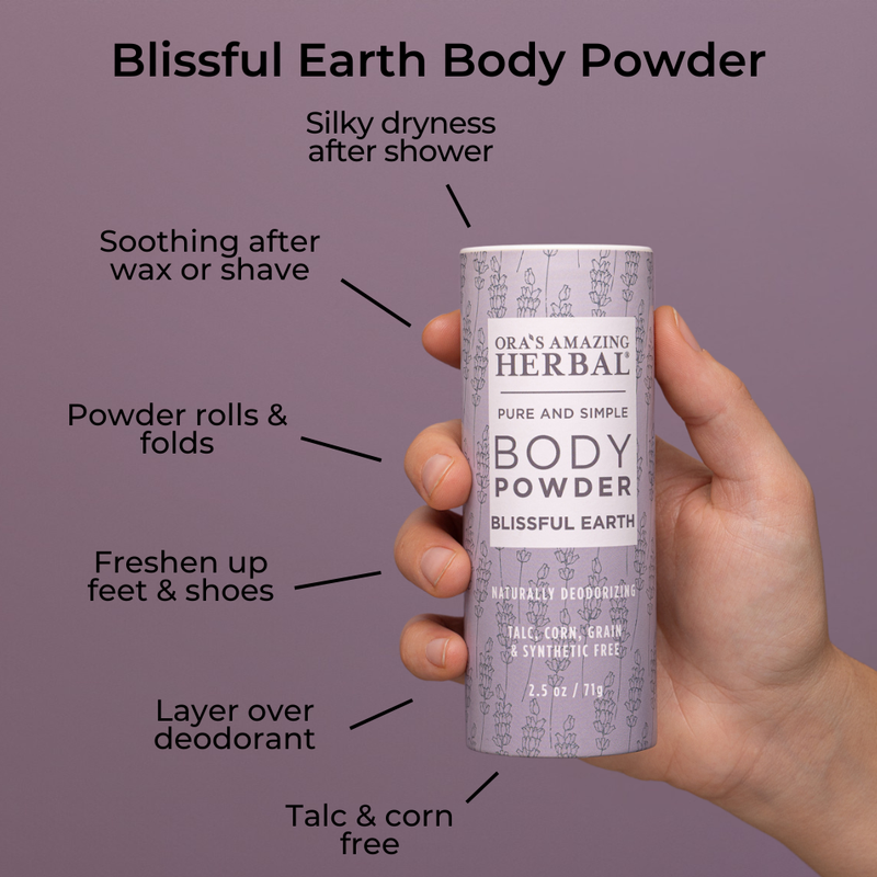Ora's Amazing Herbal Talc Free Body Powder, Blissful Earth Lavender Scent Body Powder