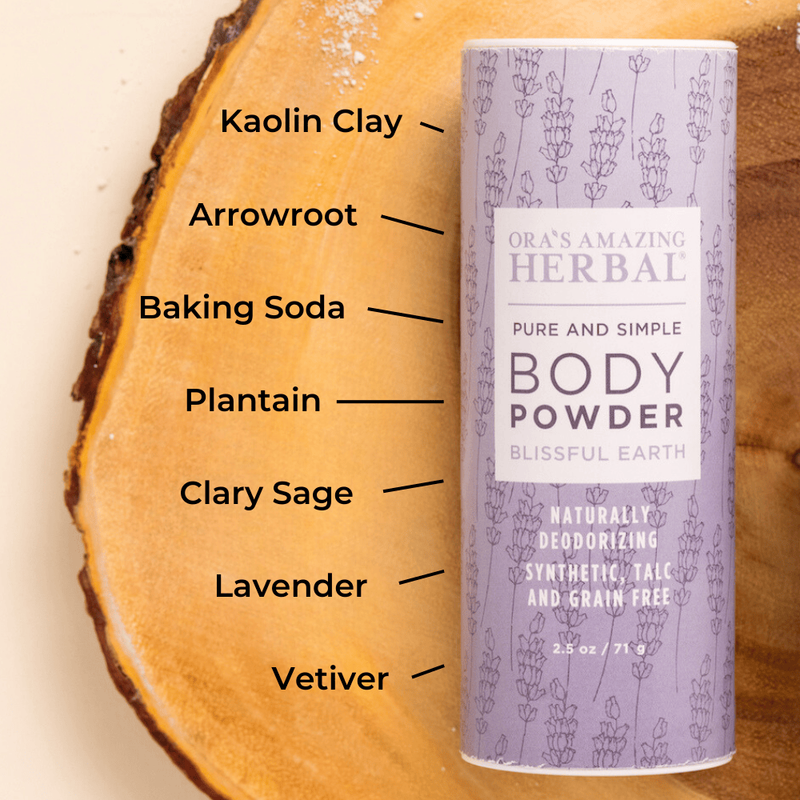 Ora's Amazing Herbal Talc Free Body Powder, Blissful Earth Lavender Scent Body Powder