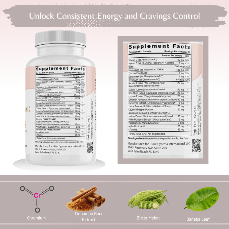 Bellawell Health Blood Sugar Balance by Bellawell Capsules Dark Gray