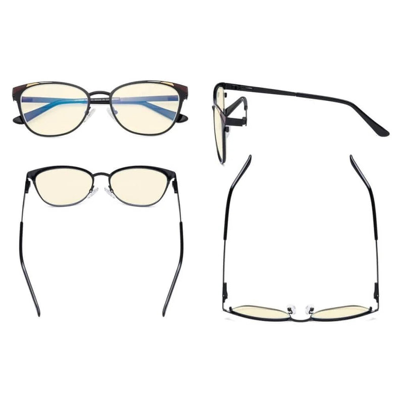 eyekeeper.com Blue Light Blocking Eyeglasses Trendy Style Amber Lens LX19035-BB60 Eyeglasses