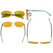 eyekeeper.com Blue Light Blocking Eyeglasses with Crystal Accents Amber Tinted Lenses LX19007-BB90 Eyeglasses