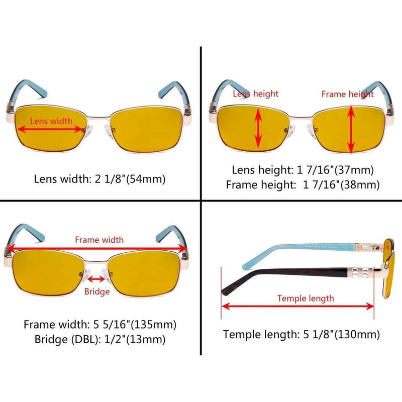 eyekeeper.com Blue Light Blocking Eyeglasses with Crystal Accents Amber Tinted Lenses LX19007-BB90 Eyeglasses