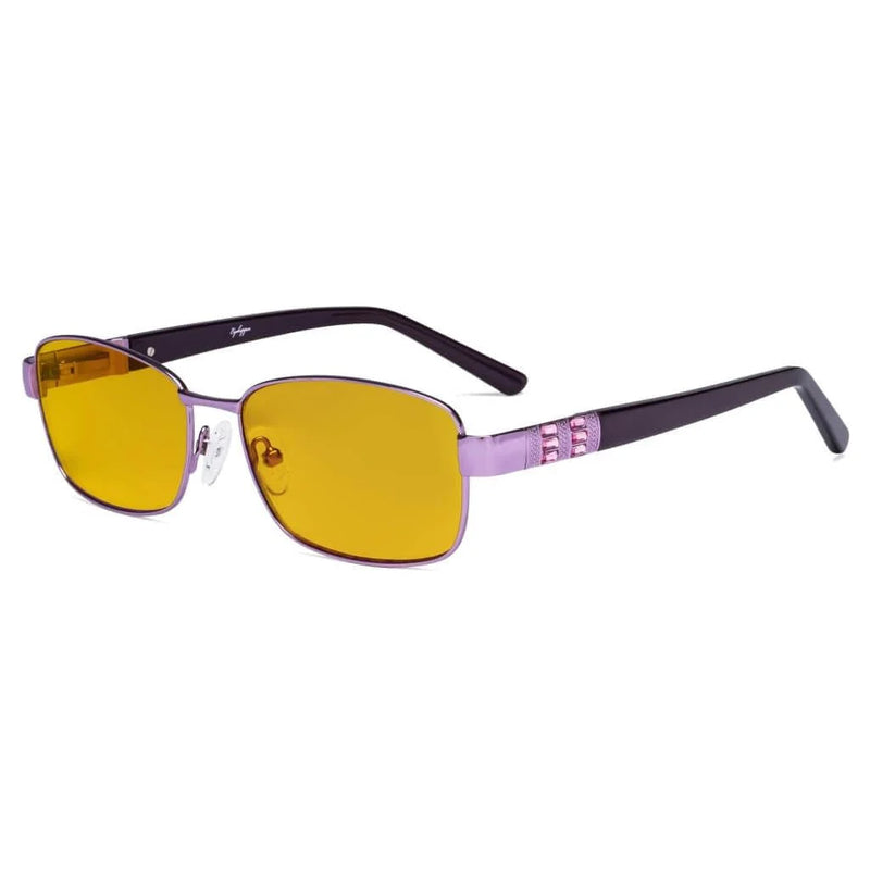 eyekeeper.com Blue Light Blocking Eyeglasses with Crystal Accents Amber Tinted Lenses LX19007-BB90 Eyeglasses