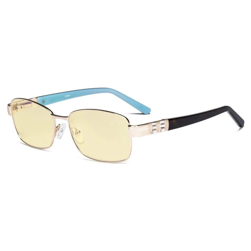 eyekeeper.com Blue Light Blocking Eyeglasses with Crystal Accents Yellow Tinted Lenses LX19007-BB60 Eyeglasses