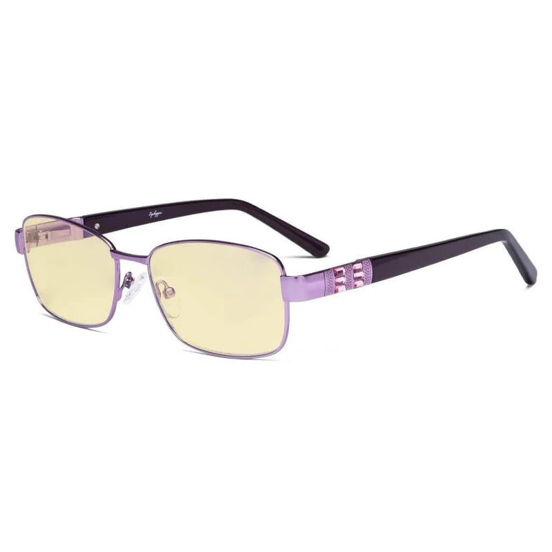 eyekeeper.com Blue Light Blocking Eyeglasses with Crystal Accents Yellow Tinted Lenses LX19007-BB60 Eyeglasses