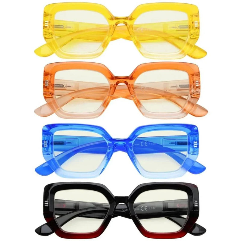 eyekeeper.com Blue Light Filtering Glasses 4 Pack Thicker Frame Polygon UVR2026 Eyeglasses