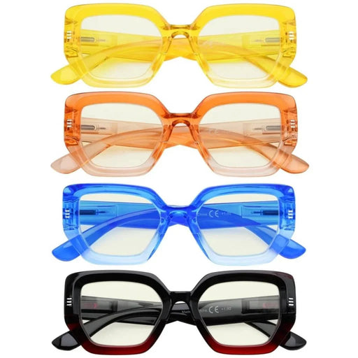 eyekeeper.com Blue Light Filtering Glasses 4 Pack Thicker Frame Polygon UVR2026 Eyeglasses
