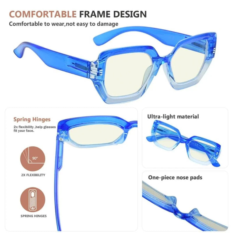 eyekeeper.com Blue Light Filtering Glasses 4 Pack Thicker Frame Polygon UVR2026 Eyeglasses